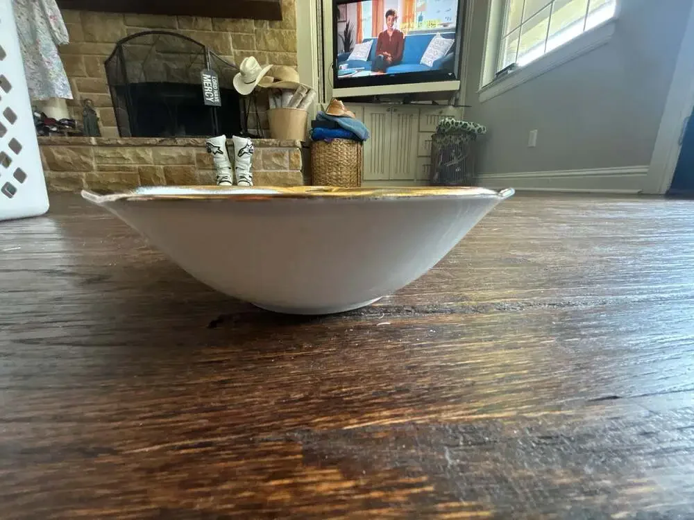 Vintage Trimont Ware Japan Iridescent Floral Porcelain Bowl with Gold Trim